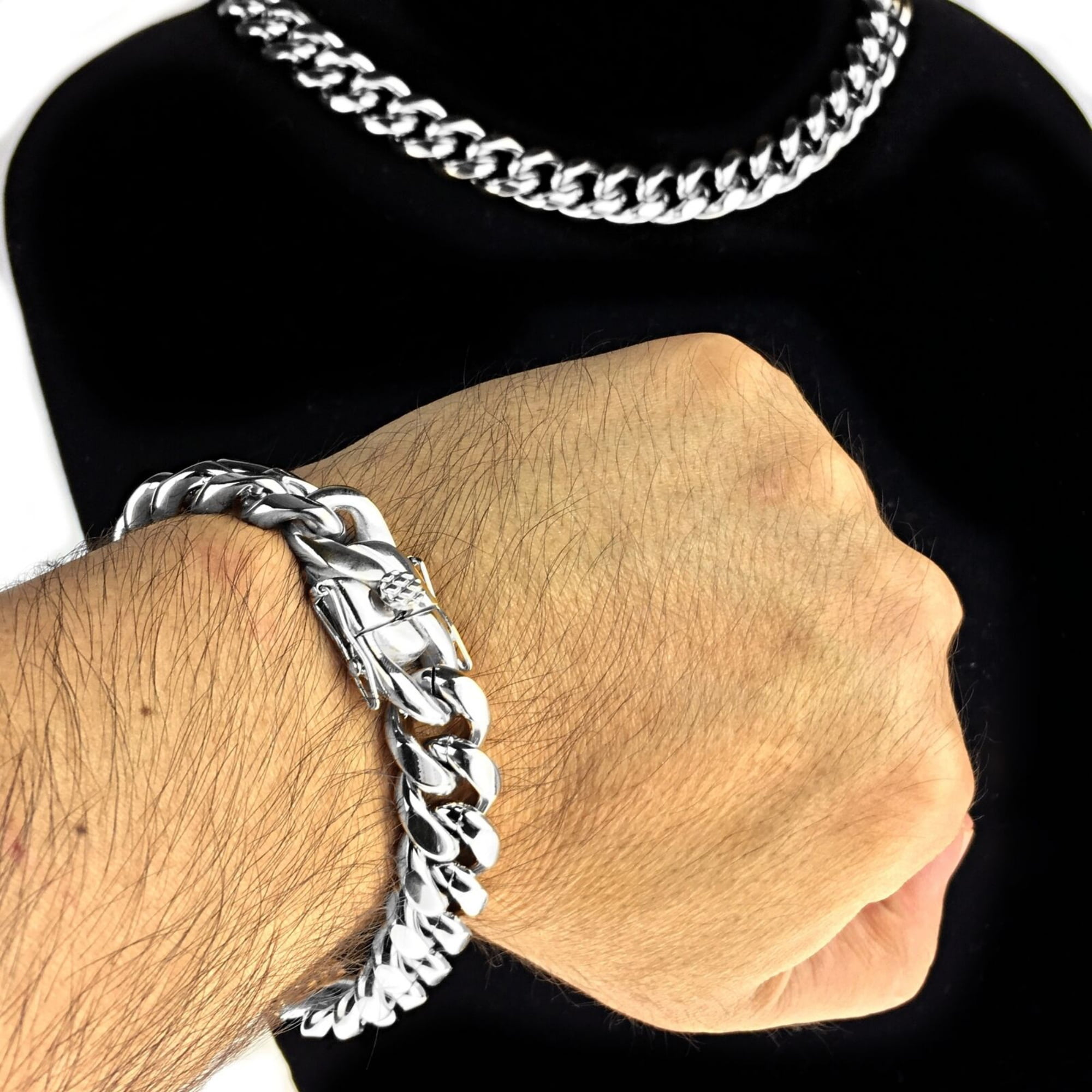 RapzGz Men’s 14mm Cuban Link Bracelet, Durable 18K Gold/Black/Rainbow/Silver Tone Stainless Steel Bracelet for Men & Women, Hip Hop Bracelets Chain, 8"-9.5" Ideal Gift for Him & Her.