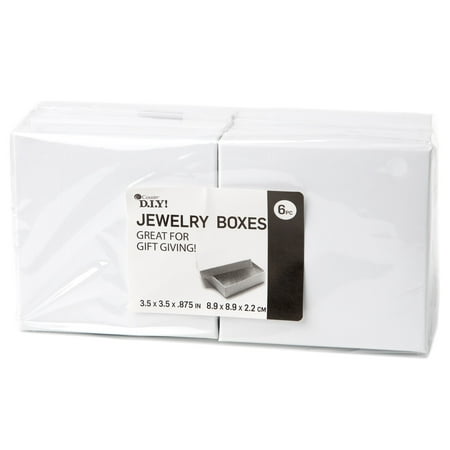 Cousin DIY White Square Paper Gift Boxes, 3.5" x 3.5", 6 Piece, Unisex, Adult
