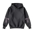 thumbnail image 7 of Women's Fashion Lightweight Long Sleeve Pullover with Pockets Preppy Graphic Hoodie with Bow Print for Everyday Wear,Dark Gray,S, 7 of 7