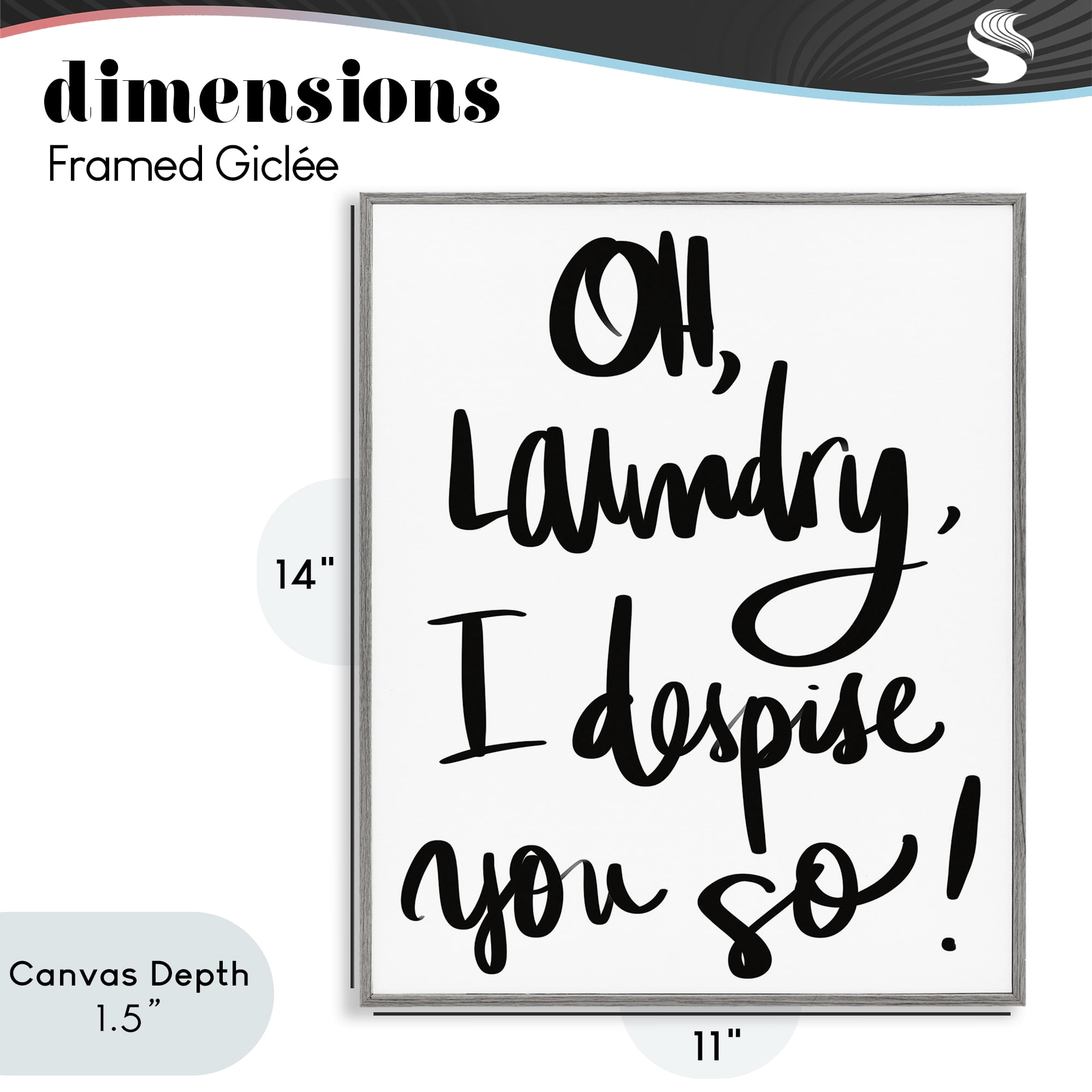 Stupell Industries Laundry I Despise You Gray Framed Giclee Art, design by SD Graphics Studio