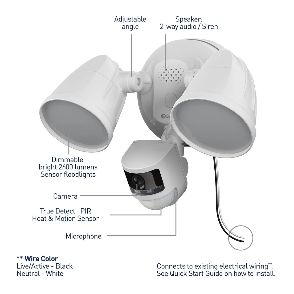 Swann 4K UHD Outdoor Home Security System, Wired Power Floodlight