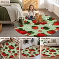 thumbnail image 6 of Sage Green Strawberry Round Area Rug 4ft, Spring Floral Watercolor Summer Botanical Washable Non-Slip Circle Rugs for Bedroom Living Room Kitchen, Soft Non Shedding Circle Carpet for Dining Room Dorm, 6 of 9