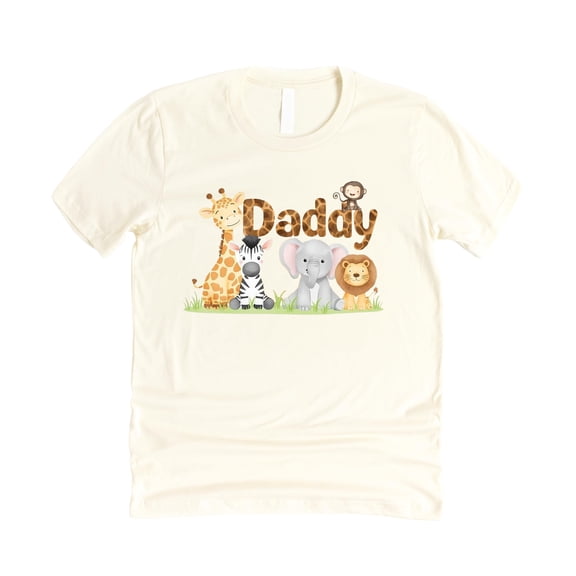 Safari Animals First Birthday Matching Family Shirt for Daddy - Jungle Zoo Tee - Sold Separately Natural Shirt Adult Medium