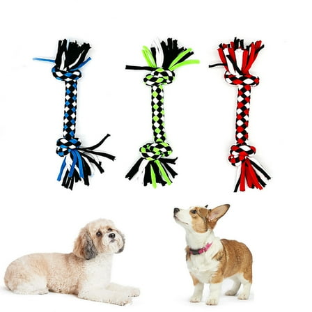 3Pcs 7.8" Dog Rope Toys for Small Dogs,Double Knot Ropes Puppy Chew Toys, Cotton Pet Toys for Natural Floss，Multicolored