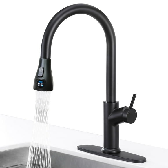 Black Kitchen Faucets with Pull Down Sprayer, Single Handle High Arc Brushed Nickel Pull Out Kitchen Faucet, Single Level Stainless Steel Kitchen Sink Faucet, for Farmhouse Camper Bar 22120