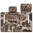 thumbnail image 3 of SEANATIVE Golf Cart Accessories Universal Golf Cart Seat Covers Portable Foldable Design, Anti-Scratch Non-Slip Club Car Front Seat Blanket Towel Machine Washable, Leopard Cow Print Beige Brown, 3 of 7