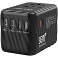thumbnail image 1 of Adaptador de viaje LENCENT, 65 W, GaN3, cargador rápido universal, negro, 1 of 8