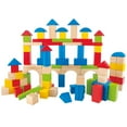 thumbnail image 2 of Hape: Build Up & Away Blocks - 100 pcs - Assorted Wooden Set, 4 Different Colors In Various Shapes, Classic Building Pieces, Toddler & Kids Ages 1+, 2 of 9