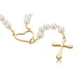thumbnail image 2 of Edforce 18k Gold Plated Heart and Pearl Rosary with Cross, 29.5 inch, 2 of 6
