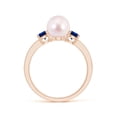 thumbnail image 2 of ANGARA Japanese Akoya Cultured Pearl & Blue Sapphire Engagement Ring in 14K Rose Gold for Women | June Birthstone, Birthday, Anniversary, Jewelry Gift for Women | Pearl Ring, 2 of 9