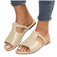 thumbnail image 5 of DeHolifer Women's Cut Out Slide Sandals Trendy Faux Leather Flat Slide Sandals,Lightweight Slip On Outdoor Shoes, 5 of 5
