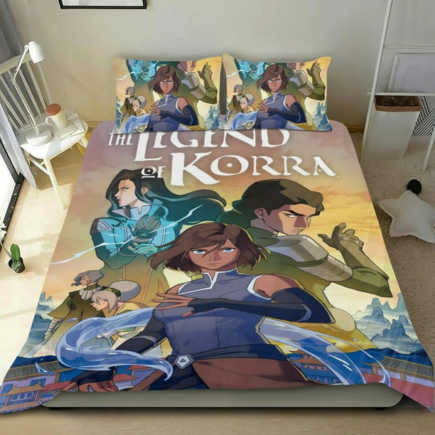 La Leyenda de Korra Conjunto de sábanas temático, trío de piezas, cómodo y amigable con la piel, diseño único, regalo de decoración para el hogar para familiares, amigos y fans,140cm *210cm