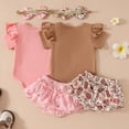 thumbnail image 5 of CAUYDY Little Girls Summer Clothing Set Toddler Baby Fly Sleeve Romper & Graphic Skirt & Headband 3-Piece Outfit for Newborn Infant Girl 6-24 Months (Sizes 12-18 Months,D1-Brown), 5 of 7