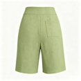 thumbnail image 3 of Women Wide Leg Shorts High Waist Wide Leg Pocket Summer Vacation Linen Hiking Shorts Women Mint Green, 3 of 4