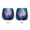 thumbnail image 3 of Susaid Night Sky Elk Print Women's High Waisted Running Shorts Quick Dry Athletic Gym Track Workout Shorts Zip Pocket-X-Large, 3 of 7