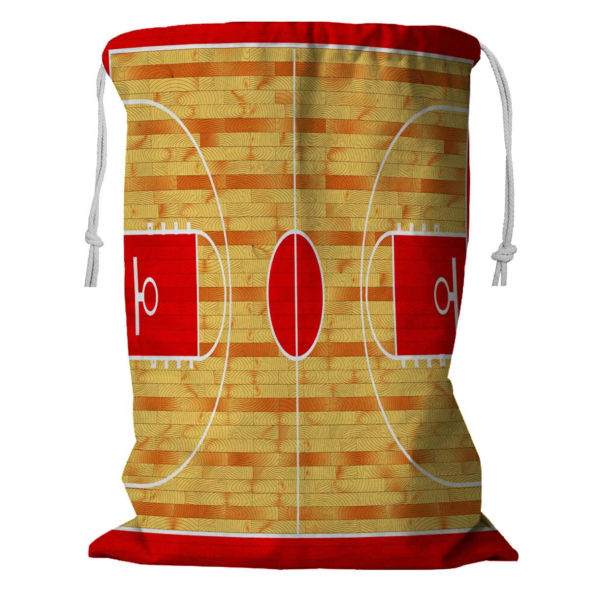 ECZJNT Hardwood textured basketball court Storage Basket Laundry Bag