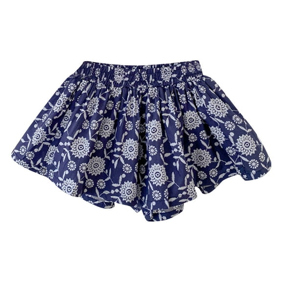 Ruyang Girls Summer Cute Floral Skirt Shorts Loose Ruffle Wide Leg Swing Shorts Pull-On Active Skort Comfort Bottoms