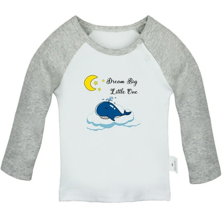 

iDzn Dream Big Little One Funny T shirt For Baby Newborn Babies T-shirts Infant Tops 0-24M Kids Graphic Tees Clothing (Long Gray Raglan T-shirt 6-12 Months)