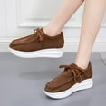 thumbnail image 5 of Lovskoo 2024 Women's Platform Shoes Solid Color Lace-Up Wedge Loafers Comfort Shoes Brown, 5 of 9