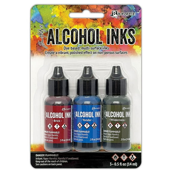 Tim Holtz Alcohol Ink .5oz 3/Pkg-Expedition-Brick/Yonder/Wilderness