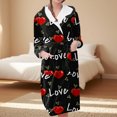 thumbnail image 2 of MEICHEN Plush Robes for Women Valentine's Day Fleece Plush Robe Long Warm Plush Bathrobe Loungewear Jacket Printed Comfort Robe Women's Robes, 2 of 5