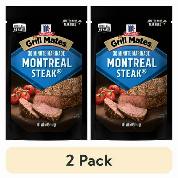 (2 pack) McCormick Grill Mates Montreal Steak Single Use Marinade, 5 oz Pouch