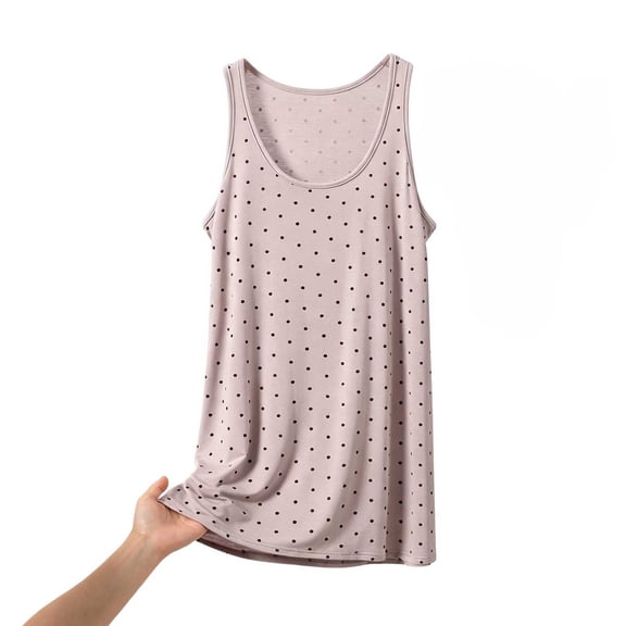 Fengactive Womens Polka Dot Tank Top Scoop Neck Sleeveless Relaxed Fit Basic Layering Shirt