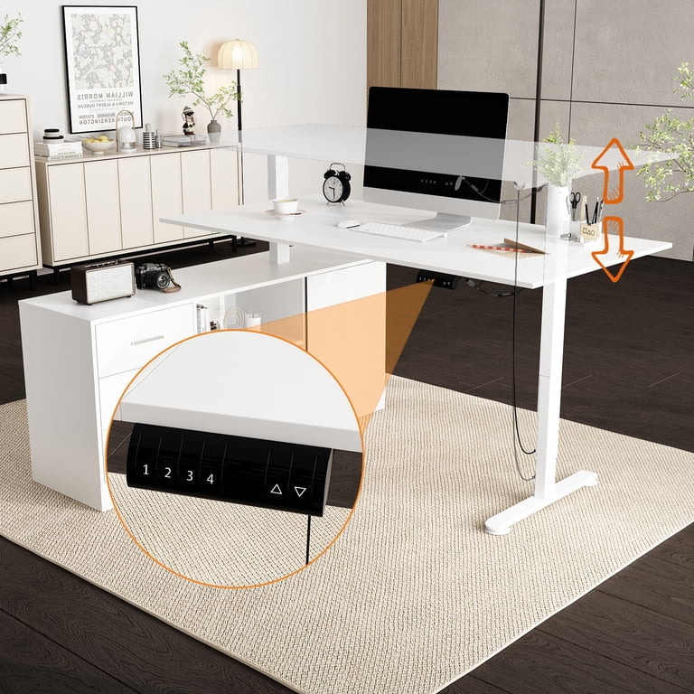 KULAGAGA Height Adjustable Electric Standing Desk with File