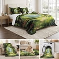 thumbnail image 6 of Queen Quilt Set 90''x96'', Forest Lightweight Bedspread Coverlet Set with 2 Pillow Shams, Nature Woodland Spring Scenic Green Trees Flower Breathable All Season Quilt Bedding for Bedroom/Guest Room, 6 of 9