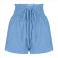 thumbnail image 2 of Pantalones Cortos de para Mujer, de Cintura Alta, con Pierna , Cómodos y Elásticos para Playa y Verano. Azul XL, 2 of 6