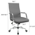 thumbnail image 3 of Furmax Ribbed Office Desk Mid-Back PU Leather Executive Conference Task Adjustable Swivel Chair with Arms, Gray, 3 of 7