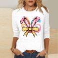 thumbnail image 2 of Camisetas Casuales de las Mujeres Impresas 3/4 Manga Cuello Redondo Blusa, Moda Ligera Superior para el Hogar Y el Uso Diario, Cómoda Imitación de la Tela Del Estante, 2 of 7