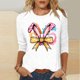 thumbnail image 2 of Camisetas Casuales de las Mujeres Impresas 3/4 Manga Cuello Redondo Blusa, Moda Ligera Superior para el Hogar Y el Uso Diario, Cómoda Imitación de la Tela Del Estante, 2 of 7
