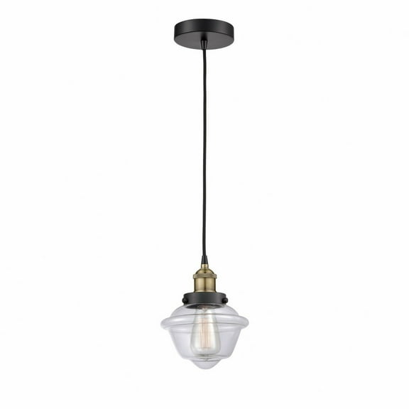 Innovations Lighting Oxford - 1 Light 8" Cord Hung Mini Pendant Clear/Black Antique Brass