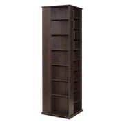 KFFKFF Rotating Media Storage Cabinet with 34 Compartments, CD and DVD Rack Tower for Discs, Books, and Games, Ideal for Living Rooms, Offices, and Studios, Brown