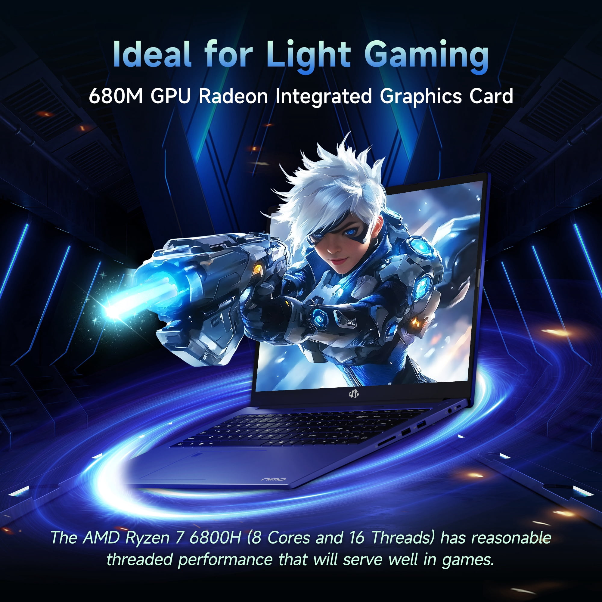 15.6" IPS FHD-Gaming-Laptop, 8 Cores AMD Ryzen 7 6800H 16GB DDR5 RAM 1TB SSD (Beat Intel i7-12700H Up to 4.7GHz) AMD Radeon 680M GPU-Computer with 100W Type-C Backlit Keyboard Fingerprint, Win 11 Pro