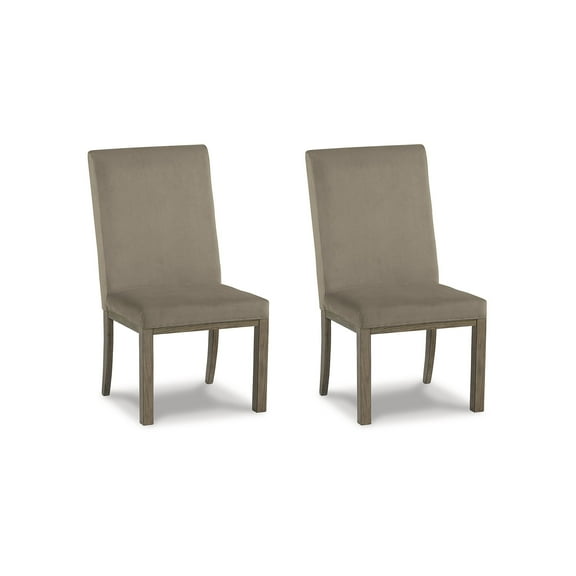 Signature Design by Ashley Chrestner Contemporary Upholstered Dining Chair, Set of 2, Gray/Brown