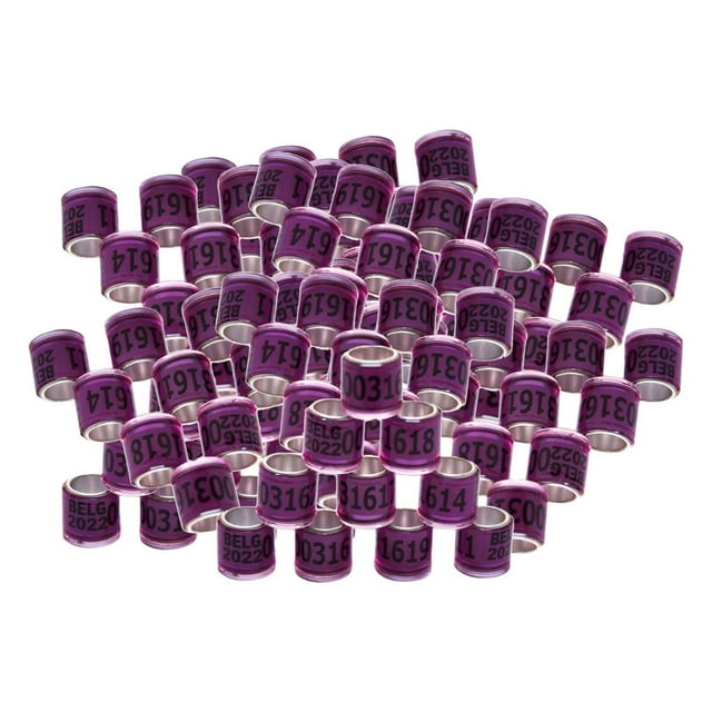 kurtrusly 100Pcs 2022 Aluminium Dove Racing Pigeon Foot Rings Bands 8mm Purple