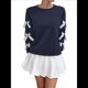 thumbnail image 3 of Blusa de Larga con Lazo Y2K para Mujer - Cuello Redondo Rojo con Lazo Navideño y de Año - Camisa Holgada Extragrande Azul Marino XL, 3 of 10