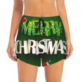 thumbnail image 3 of Uemuo Merry Christmas Pattern Women's Athletic Shorts High Waisted Running Shorts with Liner Pockets Gym Elastic Workout Shorts-, 3 of 8