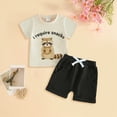 thumbnail image 3 of Toddler Baby Boy Clothes Funny Letter T Shirt Top Elastic Waist Pockets Shorts Set Country Outfit,White, 3 of 6