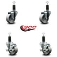 thumbnail image 2 of 3 Inch Semi Steel Wheel Swivel 1-1/4 Inch Expanding Stem Caster Set 2 Brakes SCC, 2 of 2