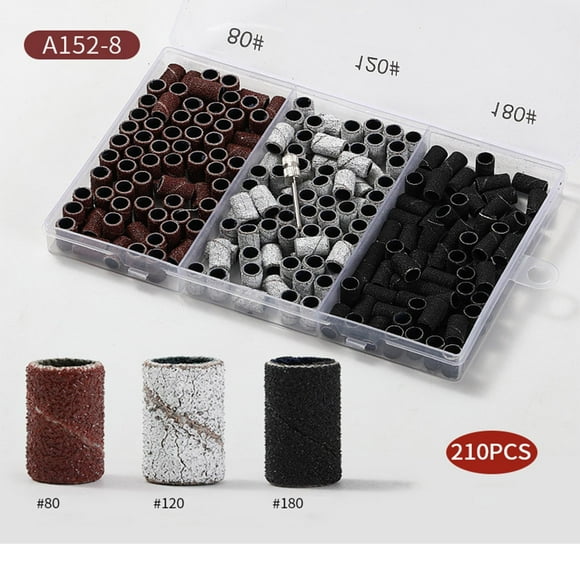 Juego de anillos de arena para cabezal de pulido de uñas, accesorios para máquina de lijado Wmkox8yii  hjk598