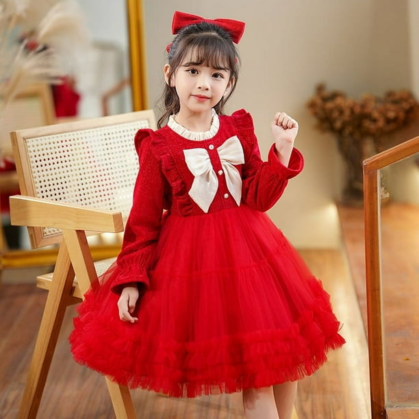 Vestido de princesa de malla esponjosa para niños de 3 a 13 años, ropa para niños medianos y grandes, vestido de manga larga, ropa para niñas, otoño e invierno, forro polar