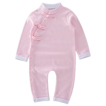 

Baby Toddler Unisex Traditional Chinese Long Sleeve Romper (100/3-4 Years Pink)