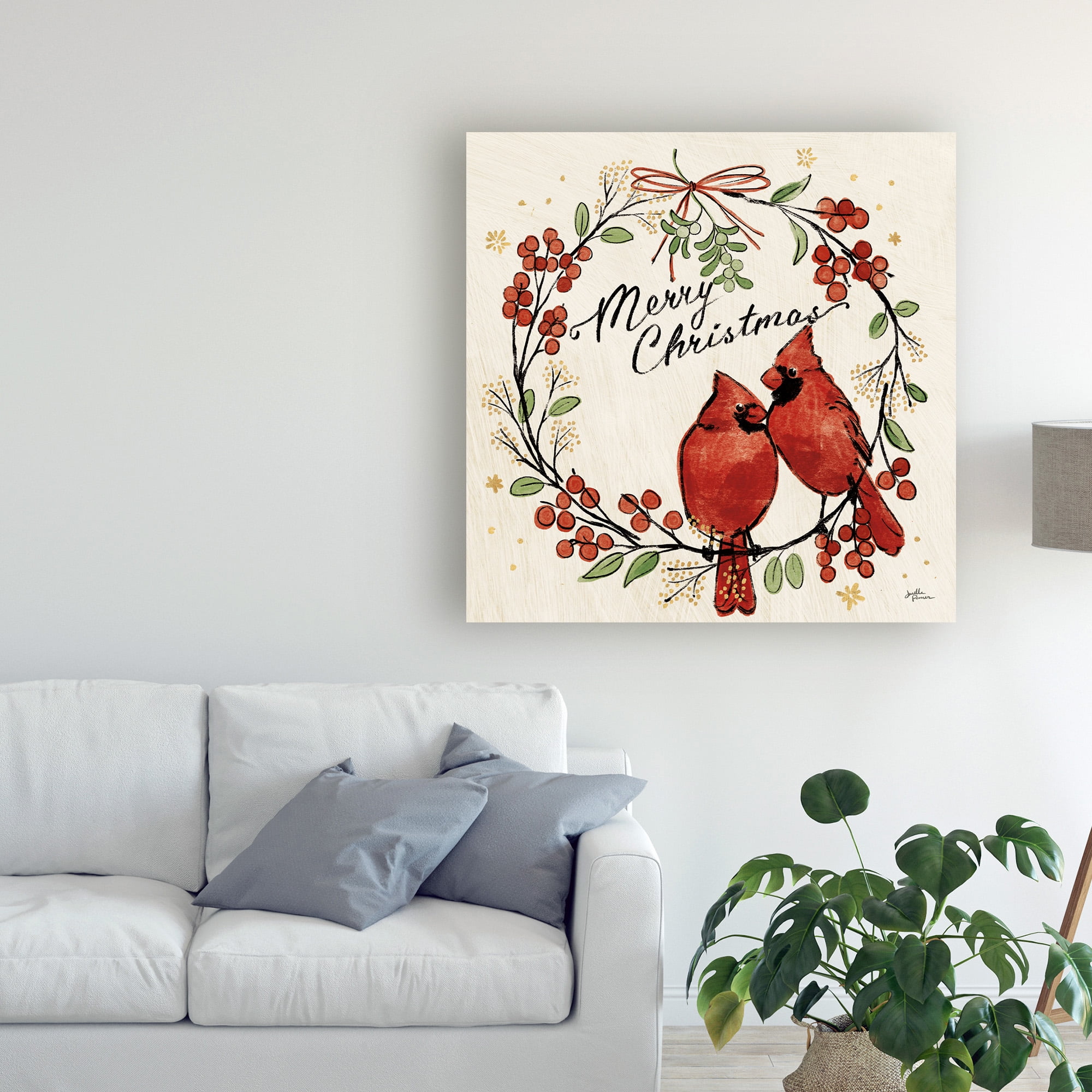 Trademark Fine Art 'Christmas Lovebirds XII' Canvas Art by Janelle Penner