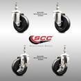 thumbnail image 2 of 4 Inch 316SS Soft Rubber Wheel Swivel ½ Inch Threaded Stem Caster Set 2 Brakes, 2 of 2