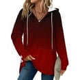 thumbnail image 6 of jobturf Womens Hoodies Drawstring V&nbsp;Neck T Shirts Fall Winter Fashion Long Sleeve Tops Casual Loose Side Slit Hooded Sweatshirt with Pocket, 6 of 9