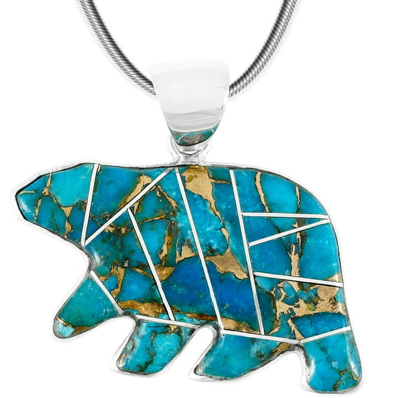 Matrix Turquoise Jewelry Bear Necklace for Women Sterling Silver 925 | Turquoise Network | P3052-C84-SST20