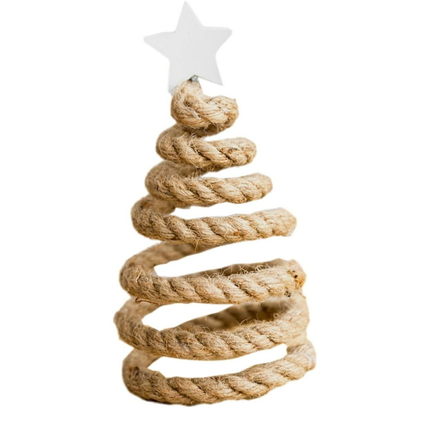 Árbol de Navidad de mesa Adorno navideño Mini árbol de Navidad decorativo para cuerda de cáñamo